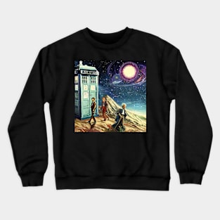 Tardis and Doctor Who Searching in Universe Crewneck Sweatshirt